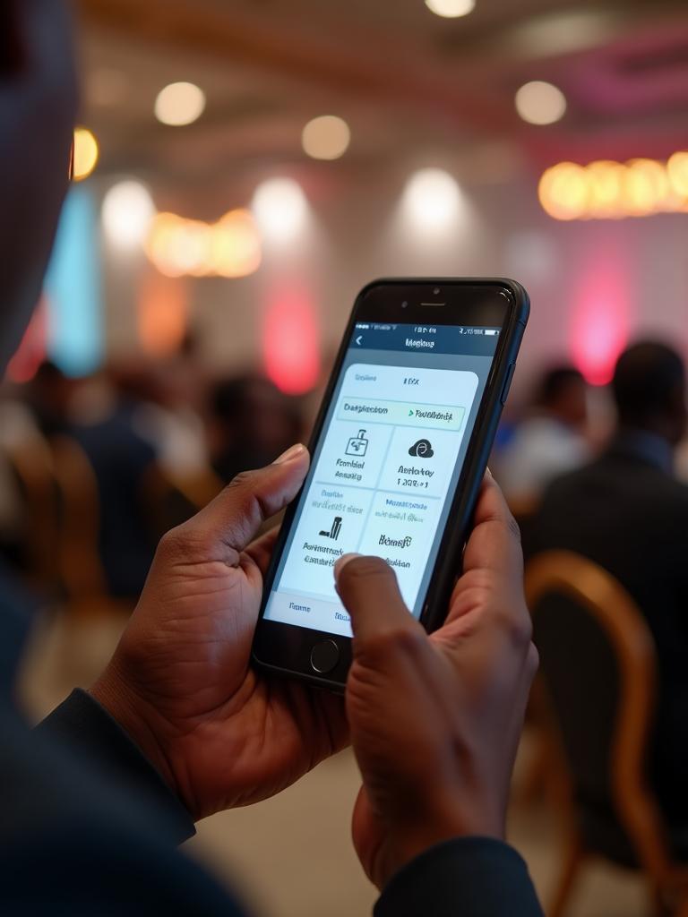 A phone showing an order being placed inside a venue